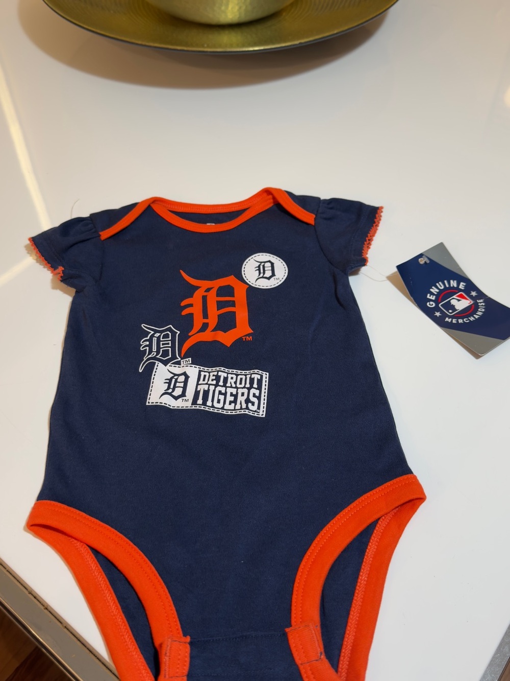 Detroit Tigers MLB Baby Bodysuit 6-9M NWT Genuine Merchandise Navy Orange